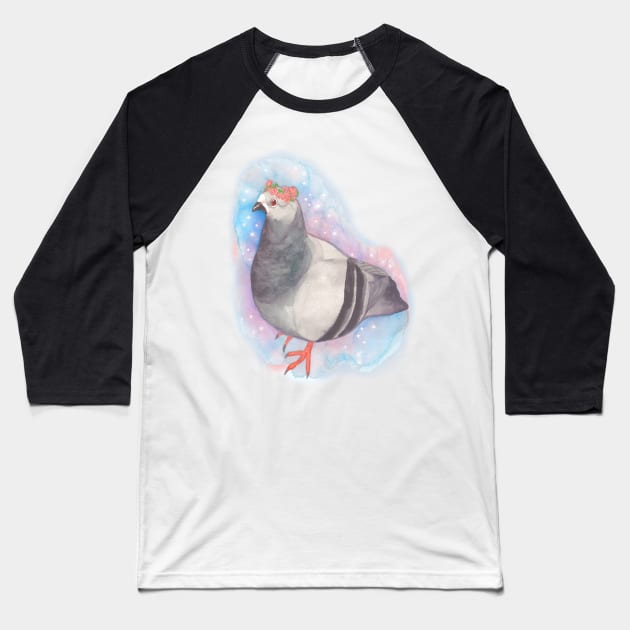 Pastel Flower Crown Pigeon Baseball T-Shirt by ProfessorBees